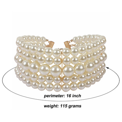 Pearl Multi Layer Jewelry Necklace Faux Pearl