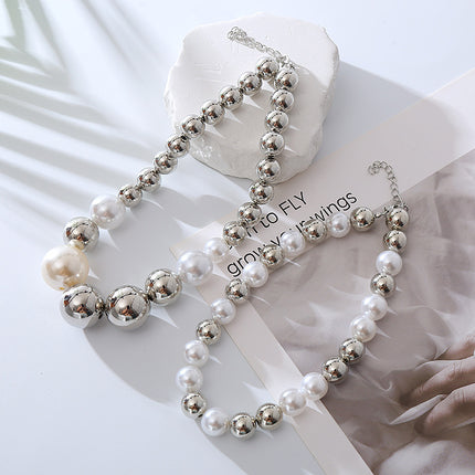 Fashion Jewelry Necklace Silver Short Pearl Necklace