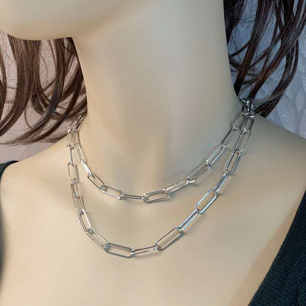 Paper Clip Link Chain Necklace - FASHION SHEGOODS LLC