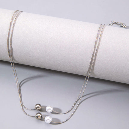 Simple Pearl Ball Pendant Choker Necklace