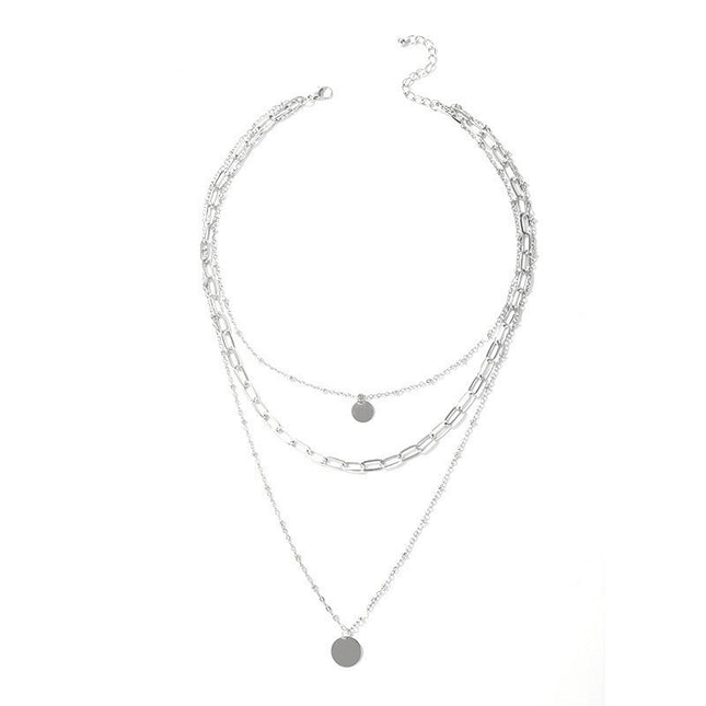 Geometric Pendant Round Three layer Necklace - FASHION SHEGOODS LLC