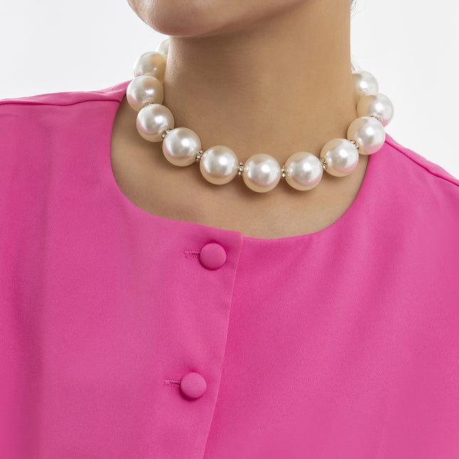 Handmade Big Chunky White Pearl Choker Necklace - FASHION SHEGOODS LLC
