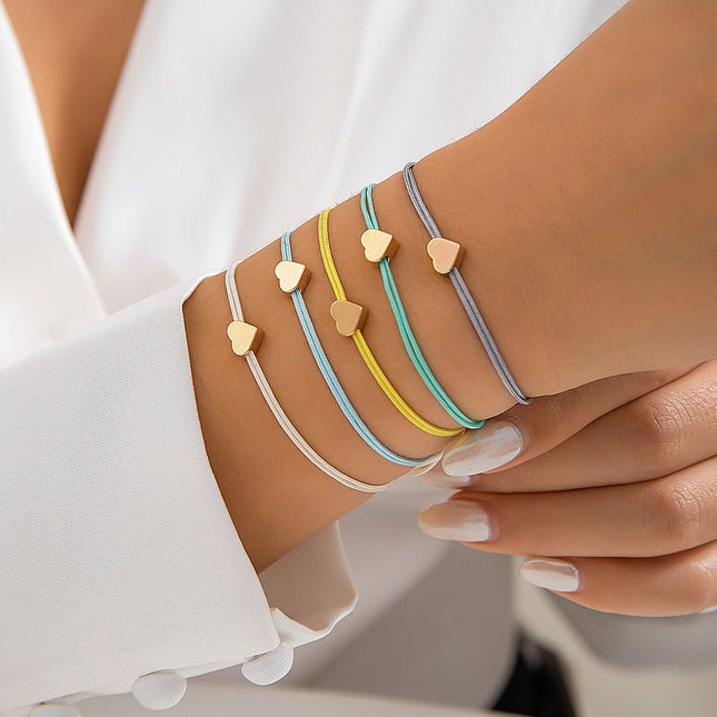 Colorful Drawstring Sweet Love Heart Bracelet