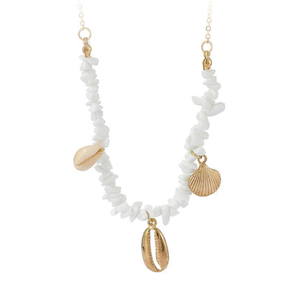 Starfish Shell Stone Pendant Necklace for Women