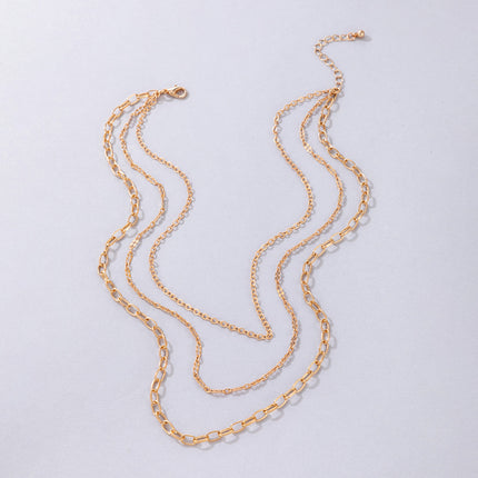 Simple Three Layer Snake Bone Chain Necklace