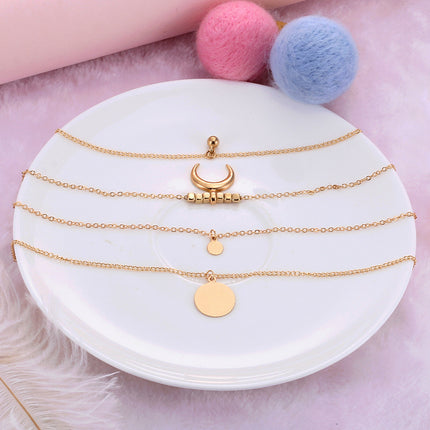 Multi-layer Necklace Moon Pendant - FASHION SHEGOODS LLC