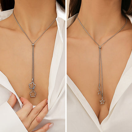 Retro Thin Chain Pull Sweater Chain Necklace