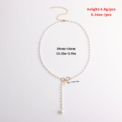 Bow Pearl Necklace Pendant butterfly Necklace