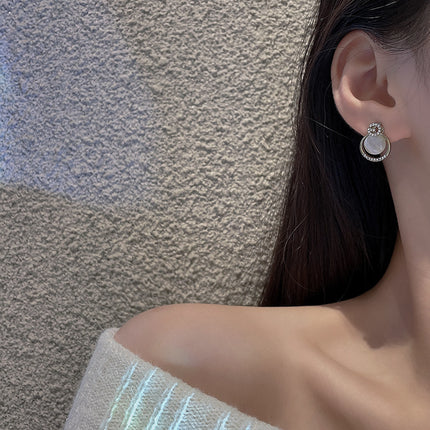 Opal Stone G-Letter Shape Stud Earrings - FASHION SHEGOODS LLC