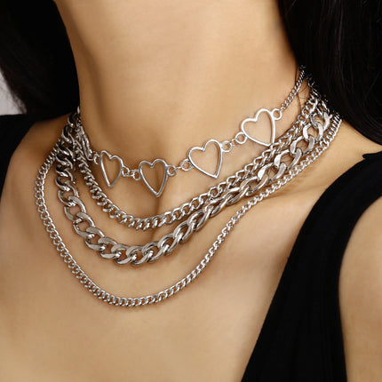 Layer Chain Heart Shaped Necklace for Women - FASHION SHEGOODS LLC
