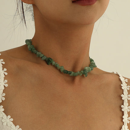 Natural Stone Chip Gravel Crystal Choker Gemstone Necklace
