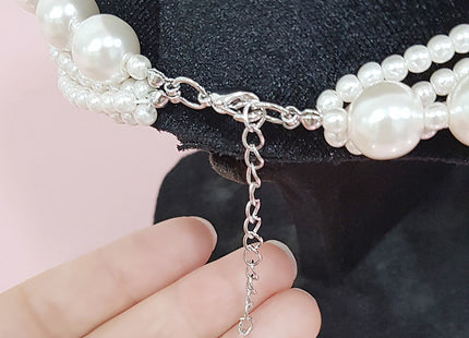 Multilayer Strand Chain Pearls Long Choker Necklace