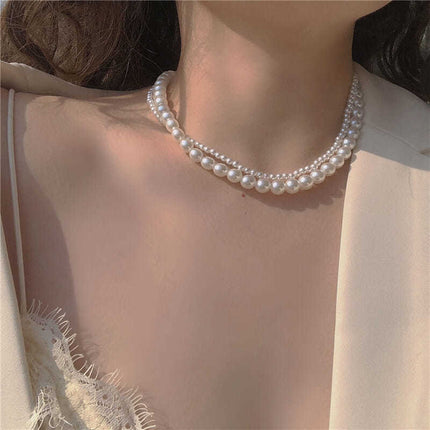 Multi Layer Chain Pearl Wedding Bridal Necklace - FASHION SHEGOODS LLC