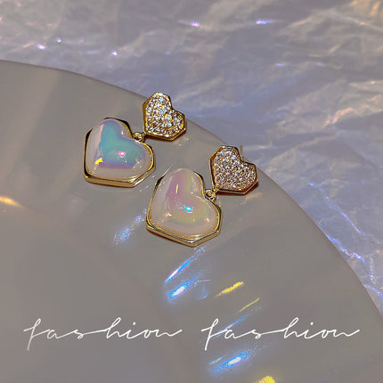 Heart Pearl Charm Drop Earring Earrings