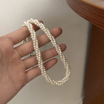 Multi layers women choker Pearl Necklace Round Twisted - FASHION SHEGOODS LLC