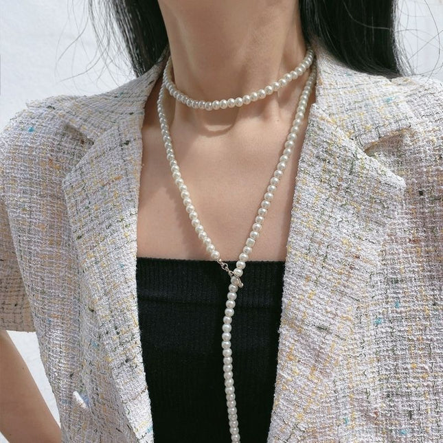 Long Pearl Necklace Costume Pearl Jewelry - FASHION SHEGOODS LLC