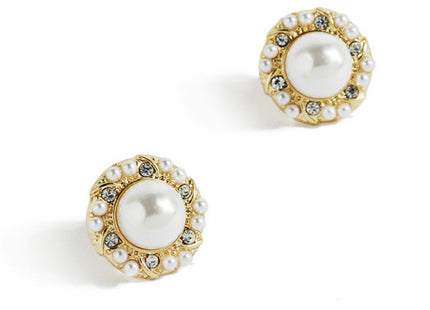 Baroque Round Pearl Rhinestone Earrings