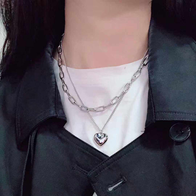 Multi-layer Chain Heart Necklace