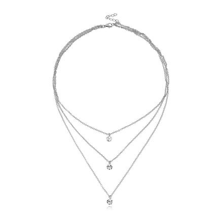 Layer Chain Zircon Pendant Necklace