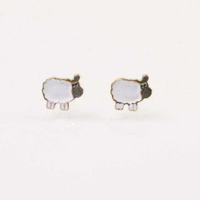 White Enamel Sheep Stud Earring