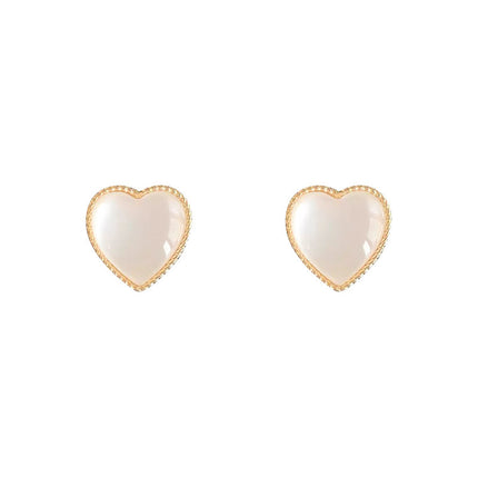 Opal Heart Stud Earrings - FASHION SHEGOODS LLC