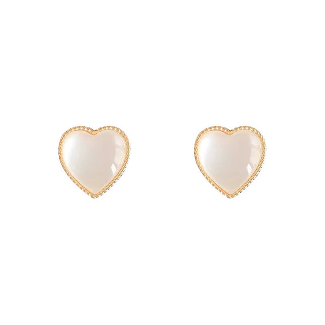 Opal Heart Stud Earrings - FASHION SHEGOODS LLC
