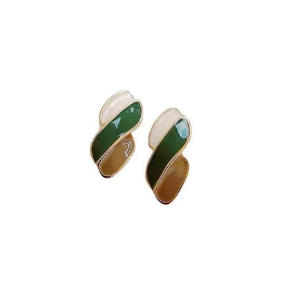 Green Enamel Irregular Stud Earring - FASHION SHEGOODS LLC