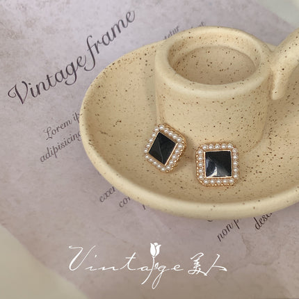Geometric Pearl square Earrings - FASHION SHEGOODS LLC