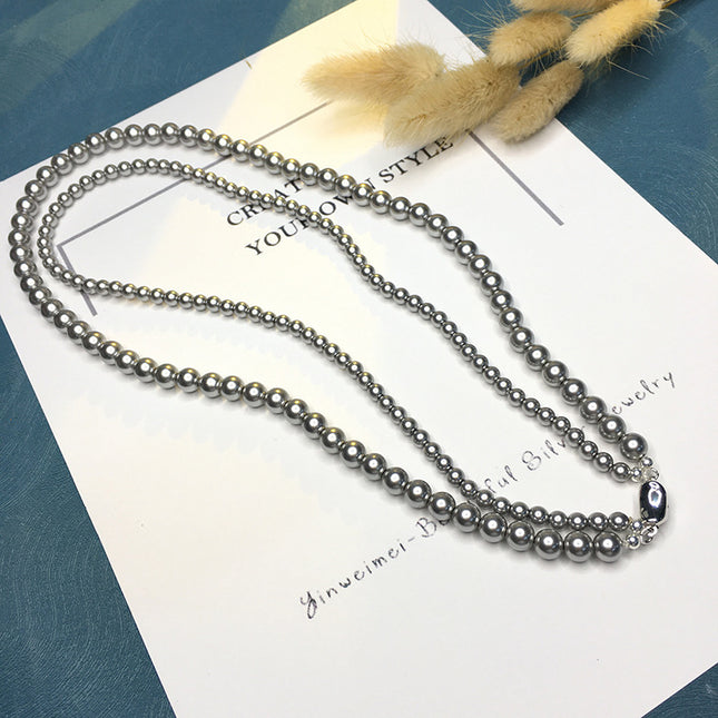 Layered Imitation Pearl Beaded Necklaces - FASHION SHEGOODS LLC