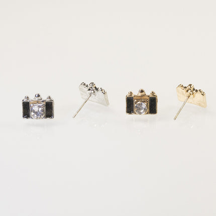 Camera Bird Stud Earrings Set