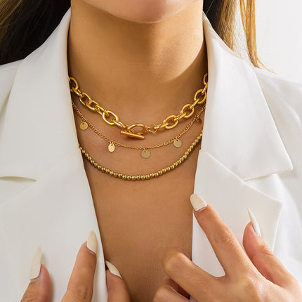 Multi Layer Tassel Chain Necklace Set - FASHION SHEGOODS LLC