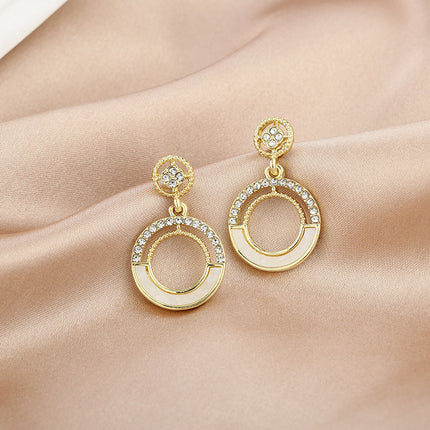 Double Circle Dangle Drop Stud Earrings
