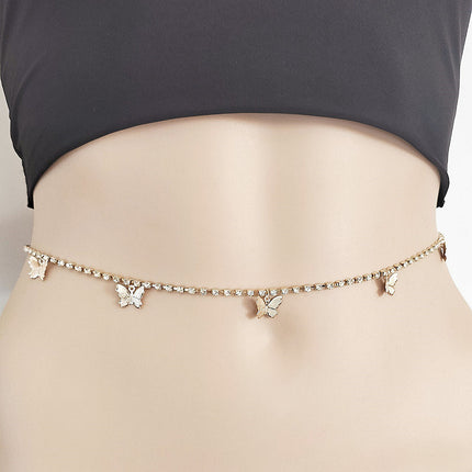 Sexy Bikini Waist Chain Crystals Butterfly Fashion Body Jewelry