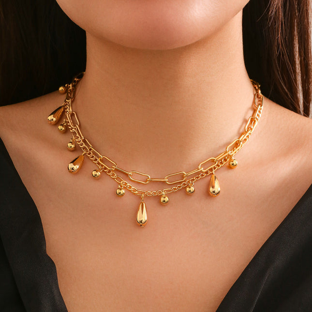 Hip Hop Droplet Bead Pendant Necklace Bracelet Set - FASHION SHEGOODS LLC