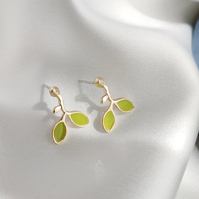 Green Enamel leaf Earring - FASHION SHEGOODS LLC