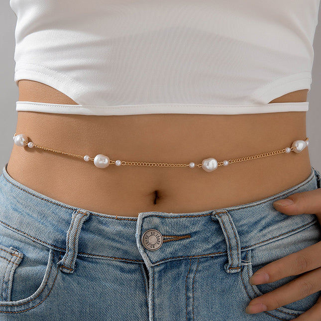 Retro Pearl Round Beaded Body Chain for Women