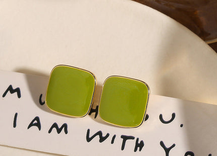 Green Square Earrings