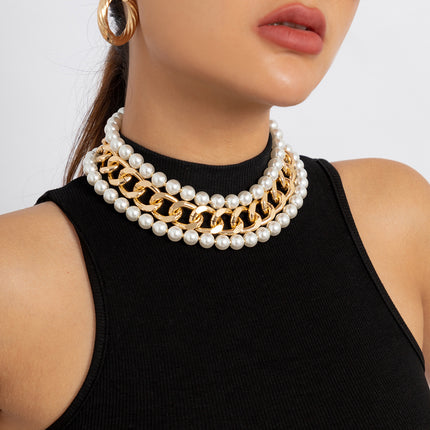 3pcs/Set Multi Layered Simulated Pearl Beaded Necklace