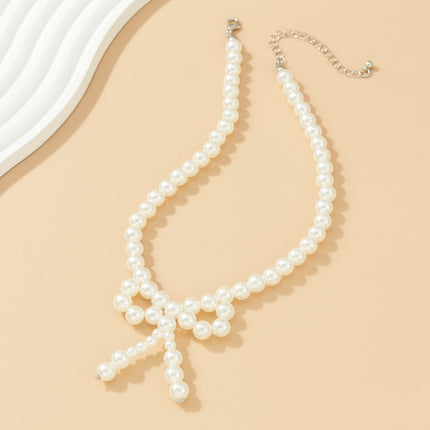 Bow Pearl Beaded Necklace for Women