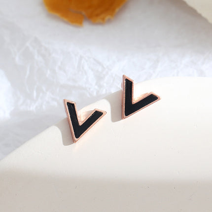 Initial Letter V Stud Earrings - FASHION SHEGOODS LLC