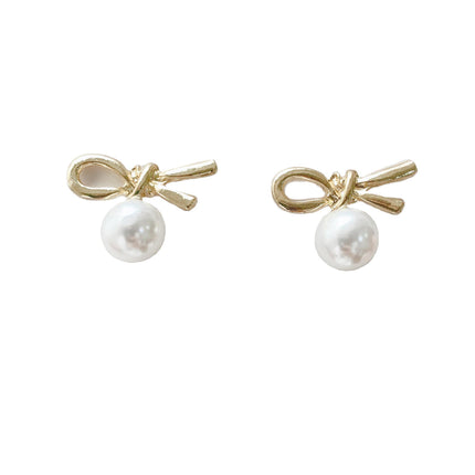 Imitation Pearl Bowknot Earrings - FASHION SHEGOODS LLC