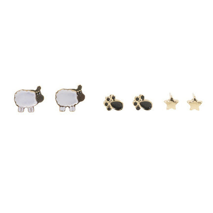 Sheep foot stud earrings set