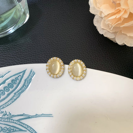 Oval Opal Stud Earrings for Women - FASHION SHEGOODS LLC