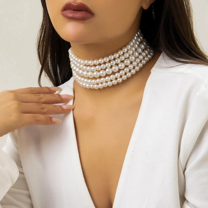 Handmade Beaded Multi Layer Pearl Necklace Statement - FASHION SHEGOODS LLC