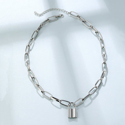 Punk Chain Necklaces Lock Charm