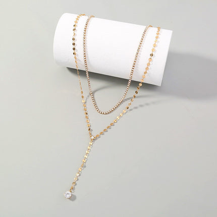 Layered Disc Long Necklace