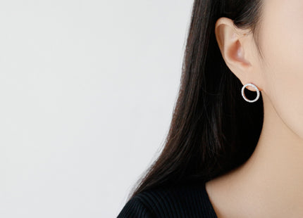 Round Full Rhinestone Stud Earrings
