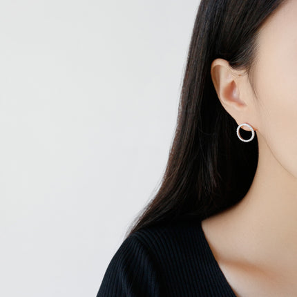 Round Full Rhinestone Stud Earrings
