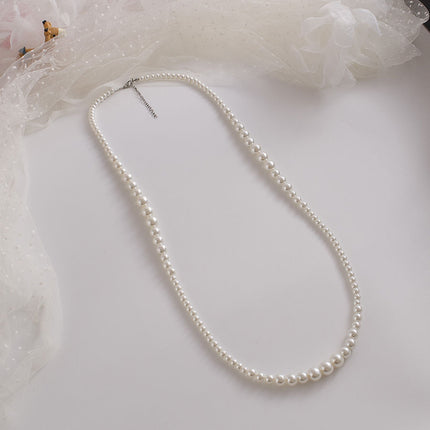 Round Glass Imitation Pearl Necklace Wedding
