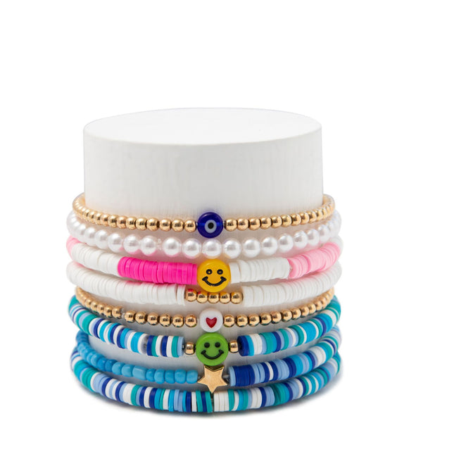 Colorful Smile Polymer Clay Beach Bohemian Bracelets